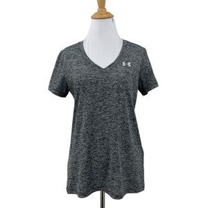 Under Armour HeatGear T Shirt Womens S Small Gray Short Sleeve Loose Fit Gym Tee